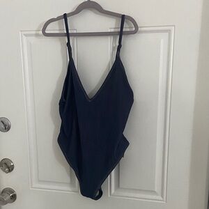 Aerie denim Blue V-Neck Swimsuit